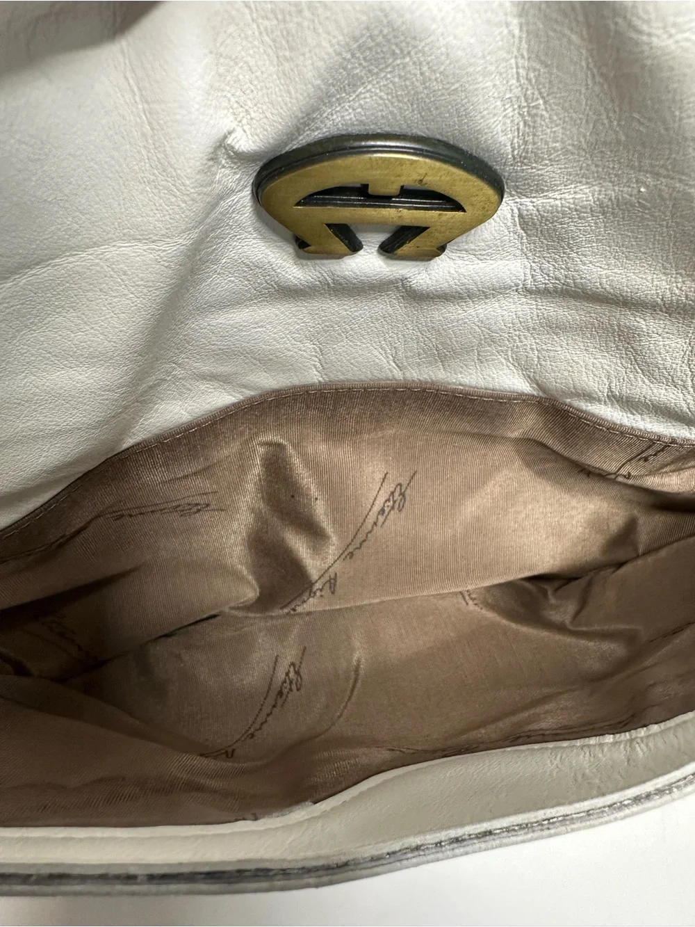 Etienne Aigner White Shoulder Bag with Gold Logo